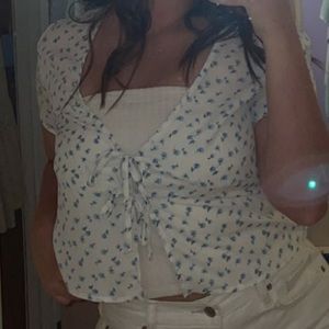 Blue Floral Tie Shirt